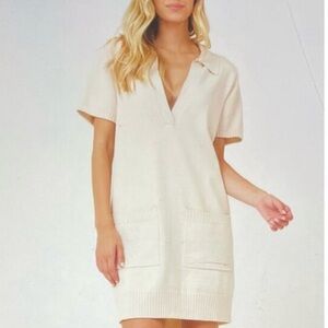 Show Me Your Mumu Women's Dexter Dress Sweater Polo Stretch Cream Large